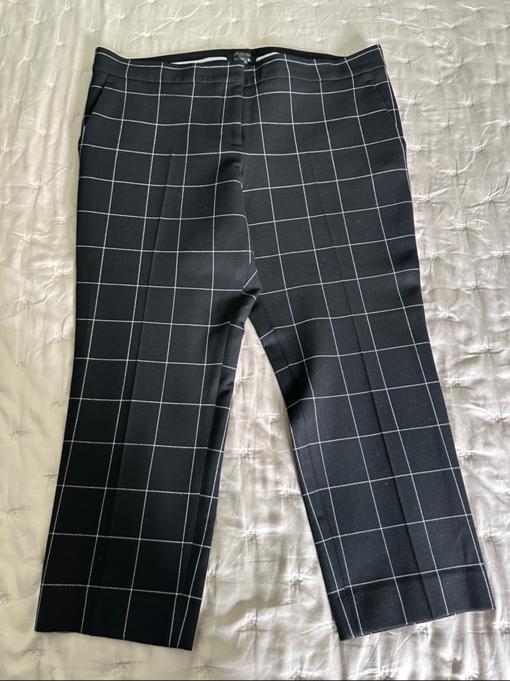 Ann Taylor Black Windowpane Cropped Dress Pants